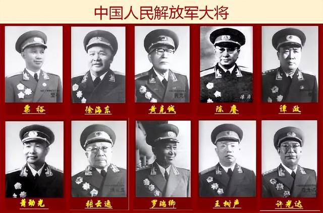 中国十大上将排名（开国十大元帅十大将军）